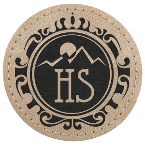 2 1/2" Light Tan Premier Engraved Faux Leather Round Patch with Kota Pro Adhesive - Creekside Collection