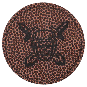 2 1/2" Round Football Engraved Faux Leather Patch with Adhesive