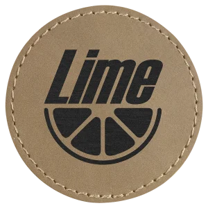 2 1/2" Round Light Brown Engraved Faux Leather Patch with Adhesive