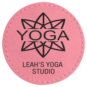 2 1/2" Round Pink Engraved Faux Leather Patch with Adhesive