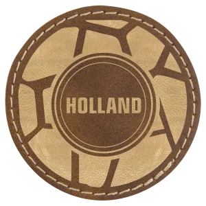 2 1/2" Round Rustic/Gold Engraved Faux Leather Patch with Adhesive