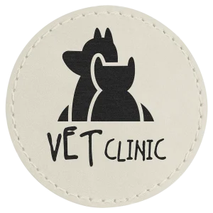 2 1/2" Round White Engraved Faux Leather Patch with Adhesive