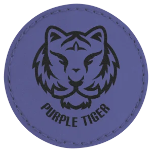 2 1/2" Round Purple Engraved Faux Leather Patch with Adhesive