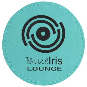 3" Round Teal Engraved Faux Leather Patch with Adhesive