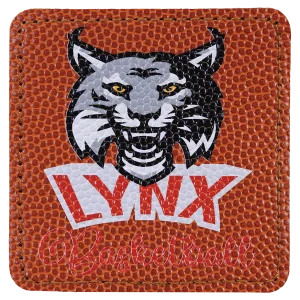 3" x 3" Basketball Engraved Faux Leather Square Patch with Kota Pro Adhesive