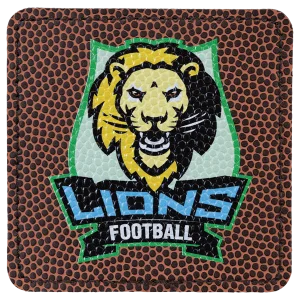3" x 3" Football Engraved Faux Leather Square Patch with Kota Pro Adhesive
