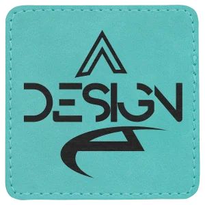 3" x 3" Teal Engraved Faux Leather Square Patch with Kota Pro Adhesive