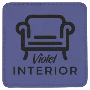 3" x 3" Purple Engraved Faux Leather Square Patch with Kota Pro Adhesive