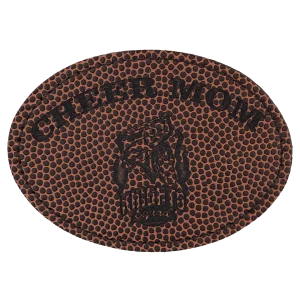3 1/2" x 2 1/2" Football Engraved Faux Leather Oval Patch with Adhesive