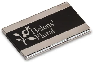 3 3/4" x 2 1/2" Black Custom Engraved Business Card Holder