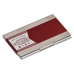 3 3/4" x 2 1/2" Red Custom Engraved Business Card Holder