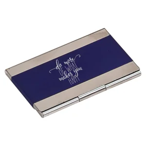 3 3/4" x 2 1/2" Blue Custom Engraved Business Card Holder