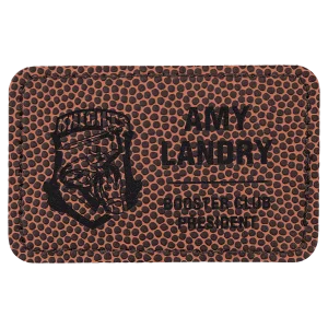 3" x 2" Football Engraved Faux Leather Rectangle Patch with Kota Pro Adhesive