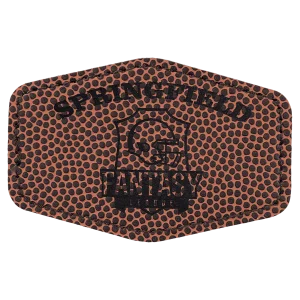 3" x 2" Hex Football Engraved Faux Leather Patch with Adhesive
