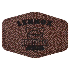 3 1/2" x 2 1/2" Hex Football Engraved Faux Leather Patch with Adhesive