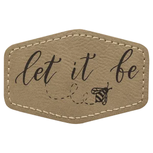 3" x 2" Hex Light Brown Engraved Faux Leather Patch with Adhesive
