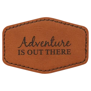3" x 2" Hex Rawhide Engraved Faux Leather Patch with Adhesive