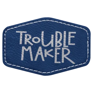 3" x 2" Hex Blue/Silver Engraved Faux Leather Patch with Adhesive