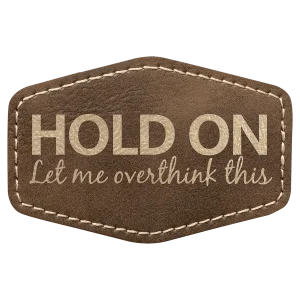 3" x 2" Hex Rustic/Gold Engraved Faux Leather Patch with Adhesive