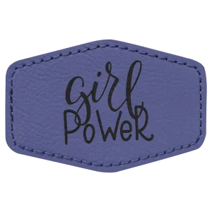 3" x 2" Hex Purple Engraved Faux Leather Patch with Adhesive