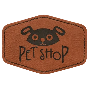 3 1/2" x 2 1/2" Hex Rawhide Engraved Faux Leather Patch with Adhesive