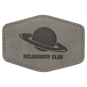 3 1/2" x 2 1/2" Hex Gray Engraved Faux Leather Patch with Adhesive