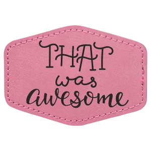 3 1/2" x 2 1/2" Hex Pink Engraved Faux Leather Patch with Adhesive