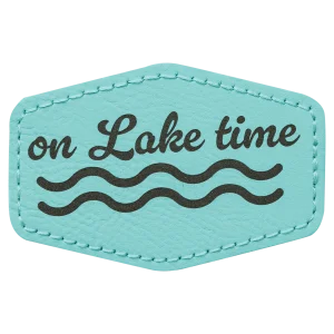 3" x 2" Teal Engraved Faux Leather Hex Patch with Kota Pro Adhesive