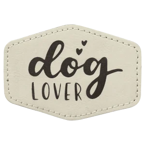 3 1/2" x 2 1/2" White Engraved Faux Leather Hex Patch with Kota Pro Adhesive