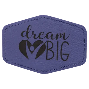 3 1/2" x 2 1/2" Purple Engraved Faux Leather Hex Patch with Kota Pro Adhesive