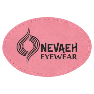 3" x 2" Pink Engraved Faux Leather Oval Patch with Kota Pro Adhesive