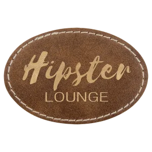 3" x 2" Rustic/Gold Engraved Faux Leather Oval Patch with Kota Pro Adhesive