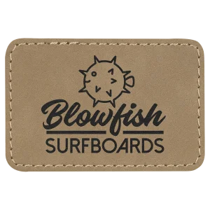 3" x 2" Light Brown Engraved Faux Leather Rectangle Patch with Kota Pro Adhesive
