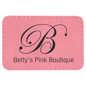 3" x 2" Pink Engraved Faux Leather Rectangle Patch with Kota Pro Adhesive