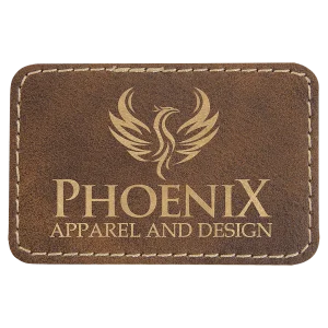 3" x 2" Rustic/Gold Engraved Faux Leather Rectangle Patch with Kota Pro Adhesive