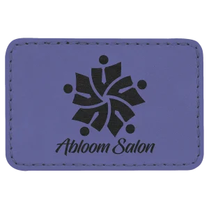 3" x 2" Purple Engraved Faux Leather Rectangle Patch with Kota Pro Adhesive