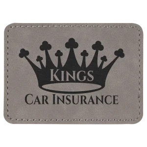 3 1/2" x 2 1/2" Gray Engraved Faux Leather Rectangle Patch with Kota Pro Adhesive