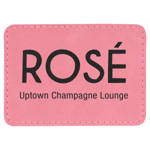 3 1/2" x 2 1/2" Pink Engraved Faux Leather Rectangle Patch with Kota Pro Adhesive