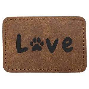3" x 2" Dark Brown Premier Engraved Faux Leather Rectangle Patch with Kota Pro Adhesive - Creekside Collection