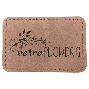 3" x 2" Blush Premier Engraved Faux Leather Rectangle Patch with Kota Pro Adhesive - Creekside Collection