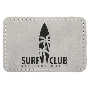 3" x 2" Light Gray Premier Engraved Faux Leather Rectangle Patch with Kota Pro Adhesive - Creekside Collection