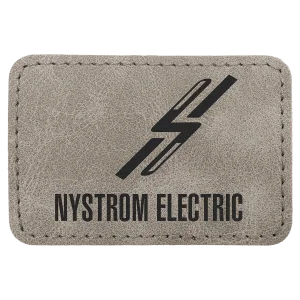 3" x 2" Gray Premier Engraved Faux Leather Rectangle Patch with Kota Pro Adhesive - Creekside Collection