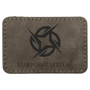 3" x 2" Dark Gray Premier Engraved Faux Leather Rectangle Patch with Kota Pro Adhesive - Creekside Collection