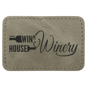 3" x 2" Light Green Premier Engraved Faux Leather Rectangle Patch with Kota Pro Adhesive - Creekside Collection