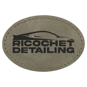 3" x 2" Light Green Premier Engraved Faux Leather Oval Patch with Kota Pro Adhesive - Creekside Collection