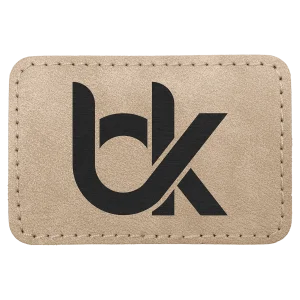 3" x 2" Light Tan Premier Engraved Faux Leather Rectangle Patch with Kota Pro Adhesive - Creekside Collection