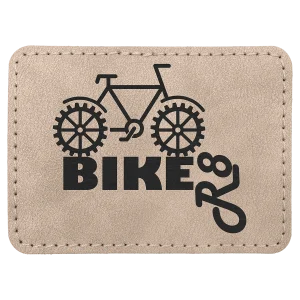 3 1/2" x 2 1/2" Light Tan Premier Engraved Faux Leather Rectangle Patch with Kota Pro Adhesive - Creekside Collection