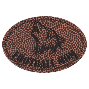 3" x 2" Oval Football Engraved Faux Leather Patch with Adhesive