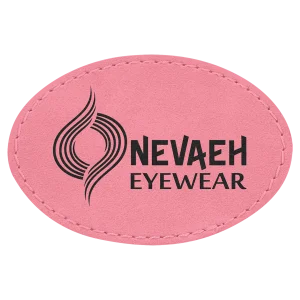 3" x 2" Oval Pink Engraved Faux Leather Patch with Adhesive