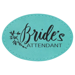 3" x 2" Oval Teal Engraved Faux Leather Patch with Adhesive